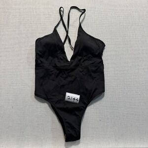 Unbranded Ribbed One Piece Swimsuit Womens M Black New without Tags